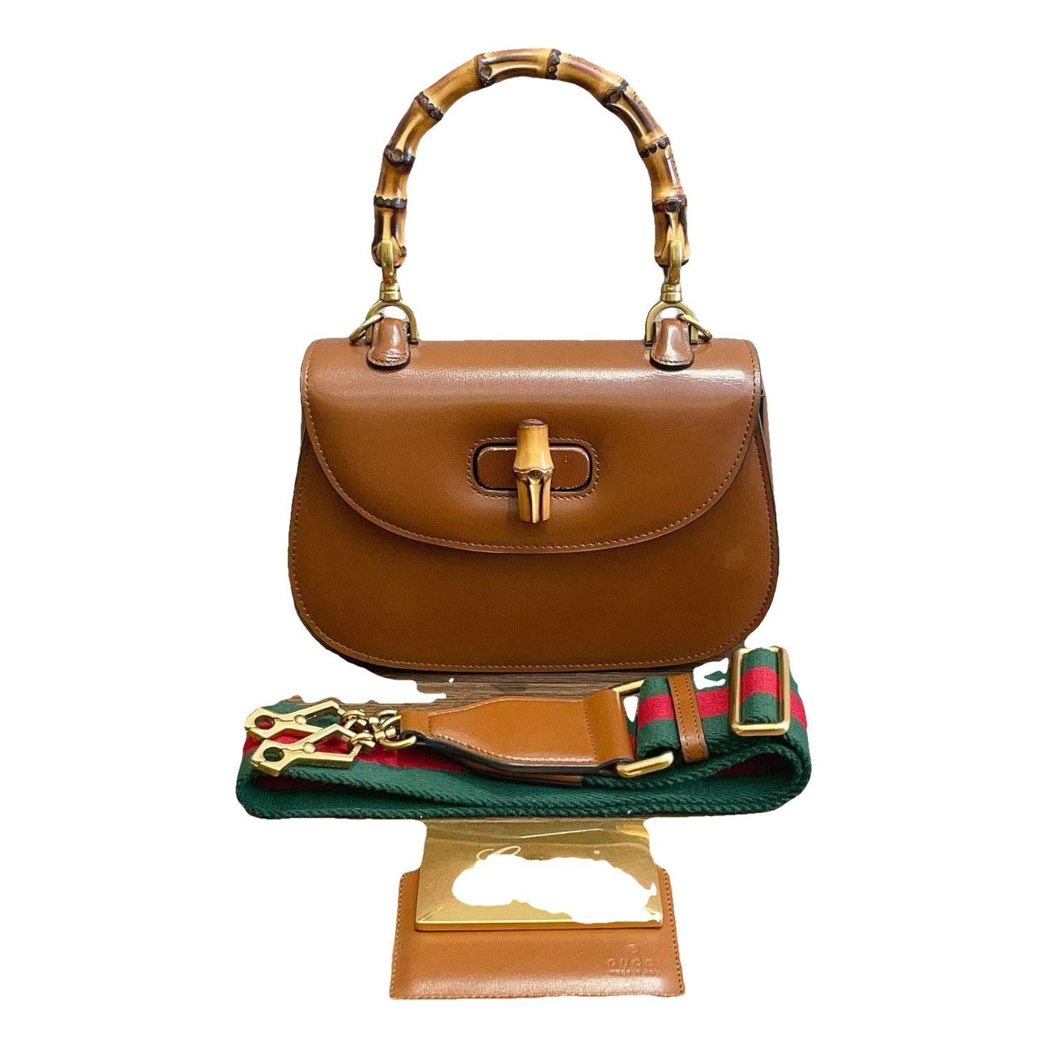 Convertible Bamboo Top Handle leather handbag