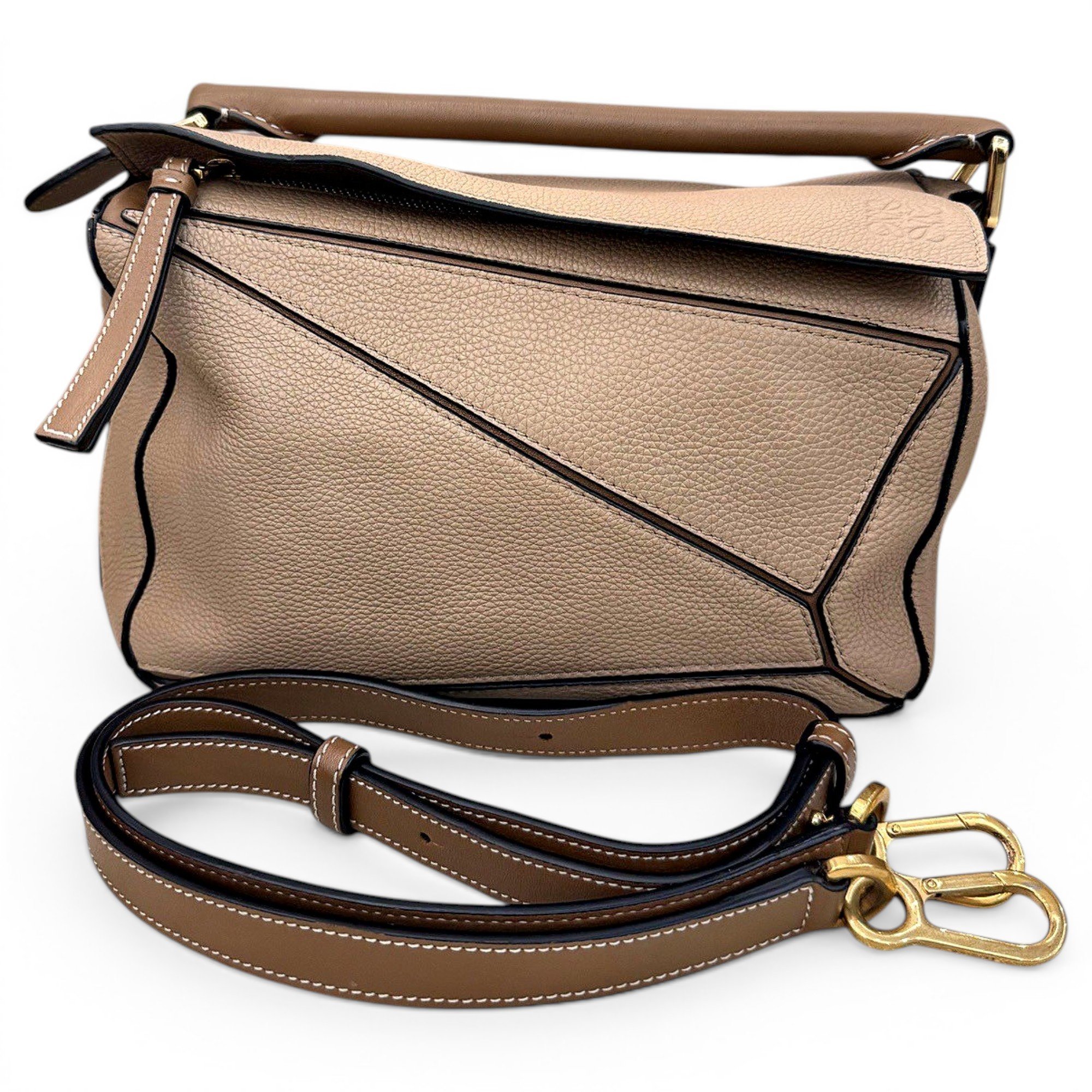 Puzzle leather handbag