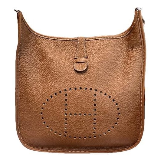 Hermes Evelyne Handbag Gold Clemence Leather