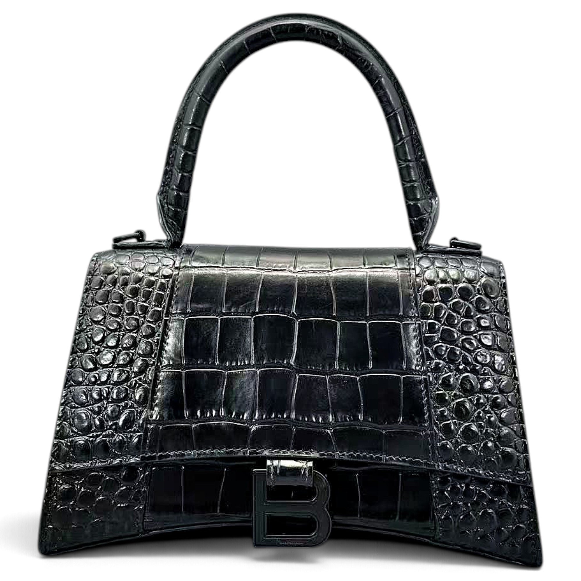 Hourglass leather handbag