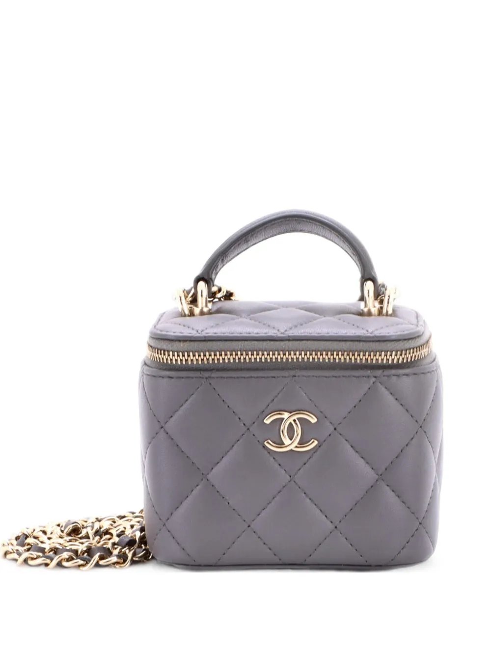 Classic Top Handle Vanity Case with Chain Quilted Lambskin Mini crossbody bag