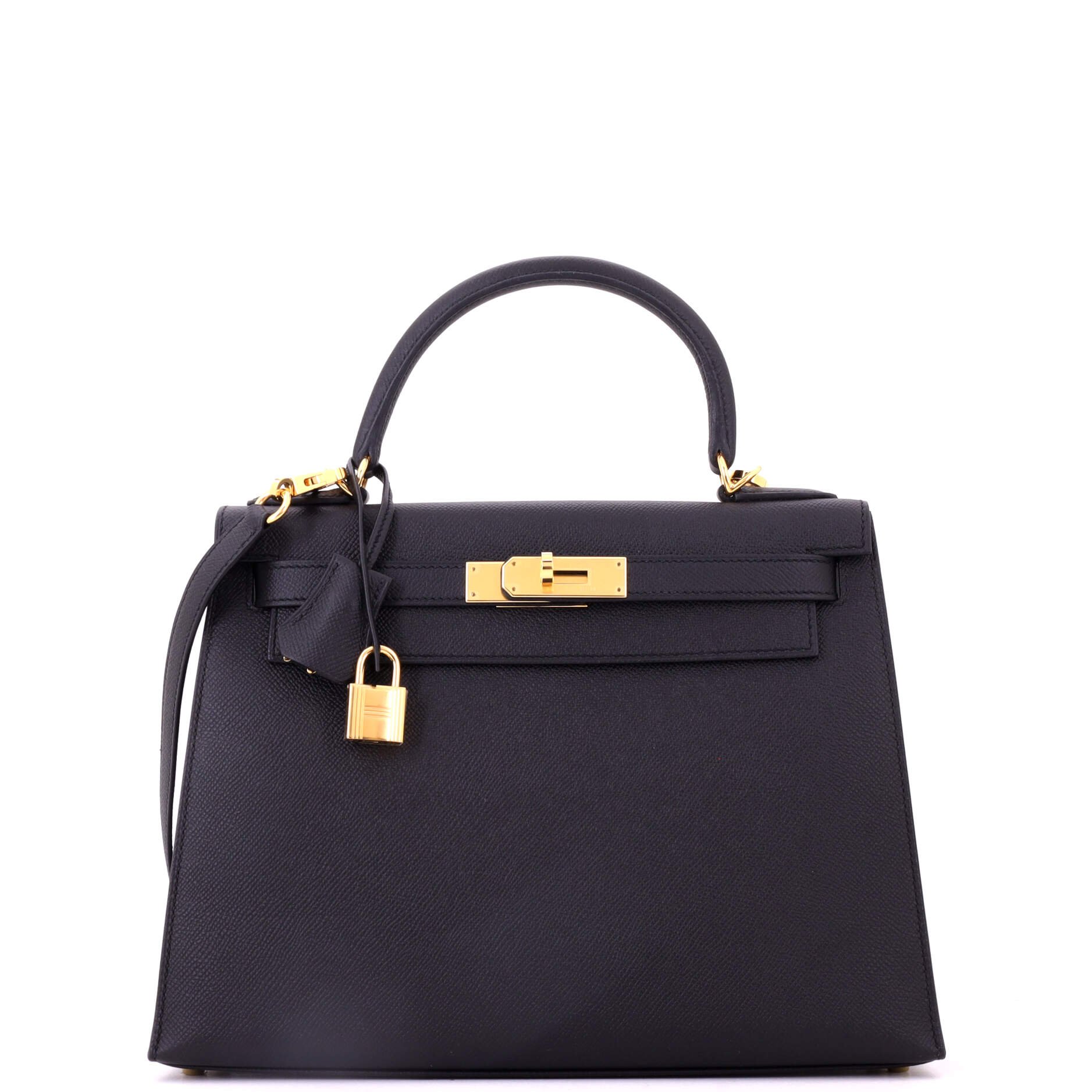 Kelly Handbag Noir Epsom with Gold Hardware 28
