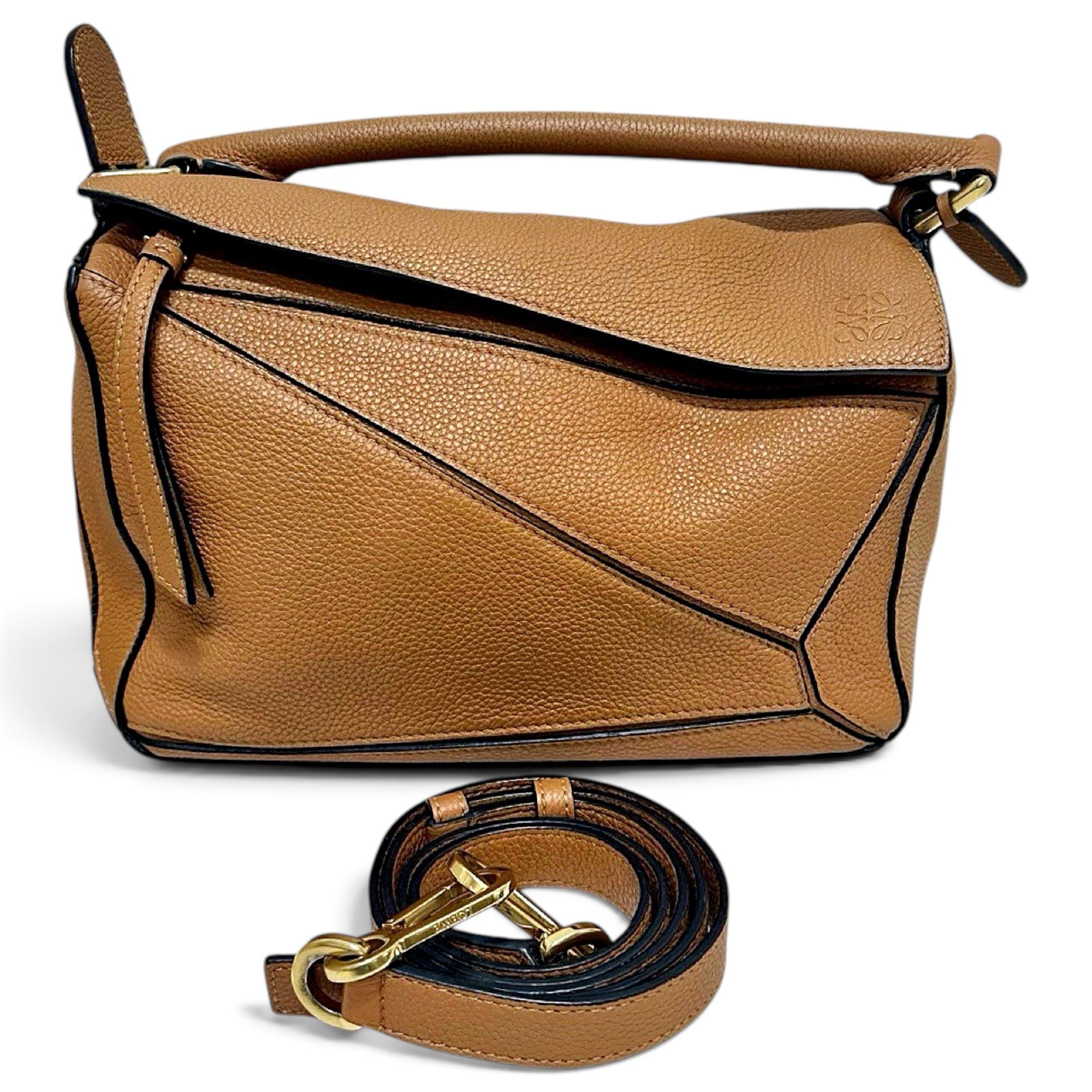 Puzzle leather handbag