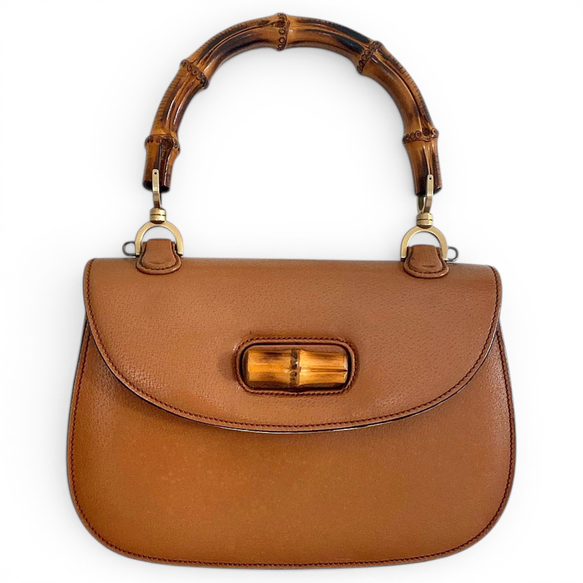 Convertible Bamboo Top Handle leather handbag