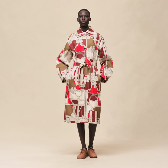 Beige Amande "Grand Manege" Long Trench Coat
