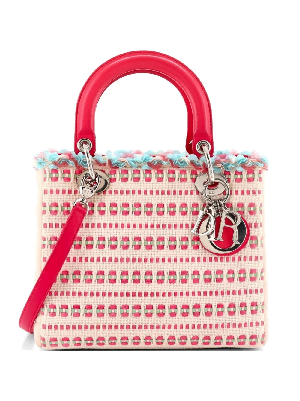 Lady Dior Bag Woven Tweed with Cannage Quilt Lambskin Medium tote bag