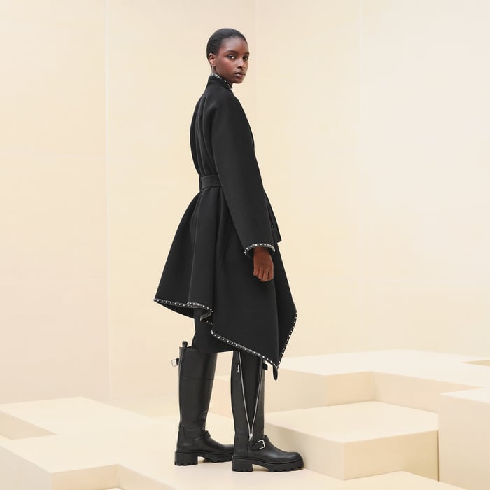 Noir Mixed Leather Coat