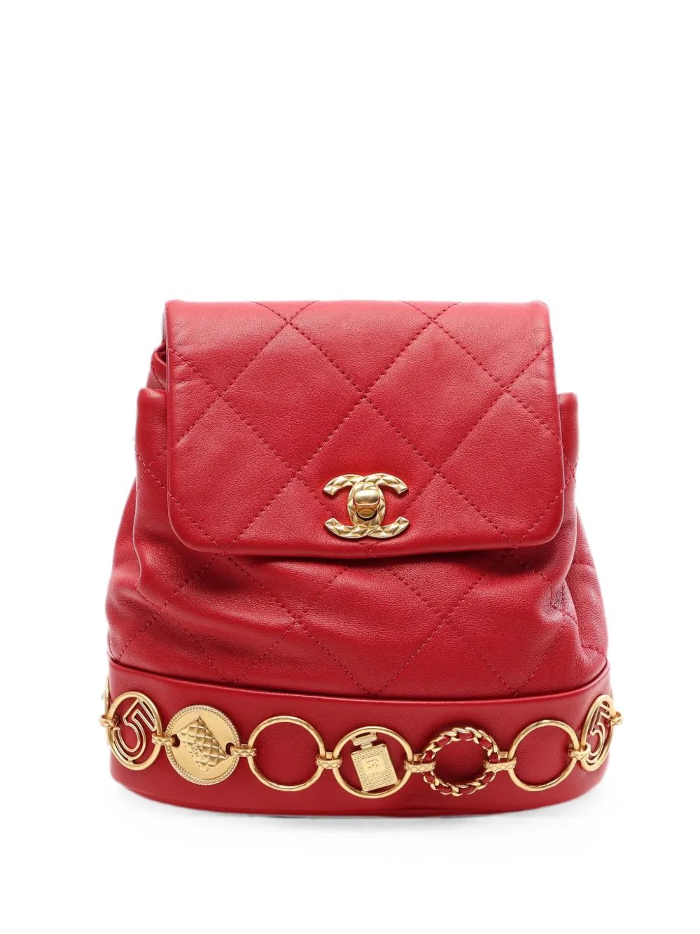 small chain matelassé backpack