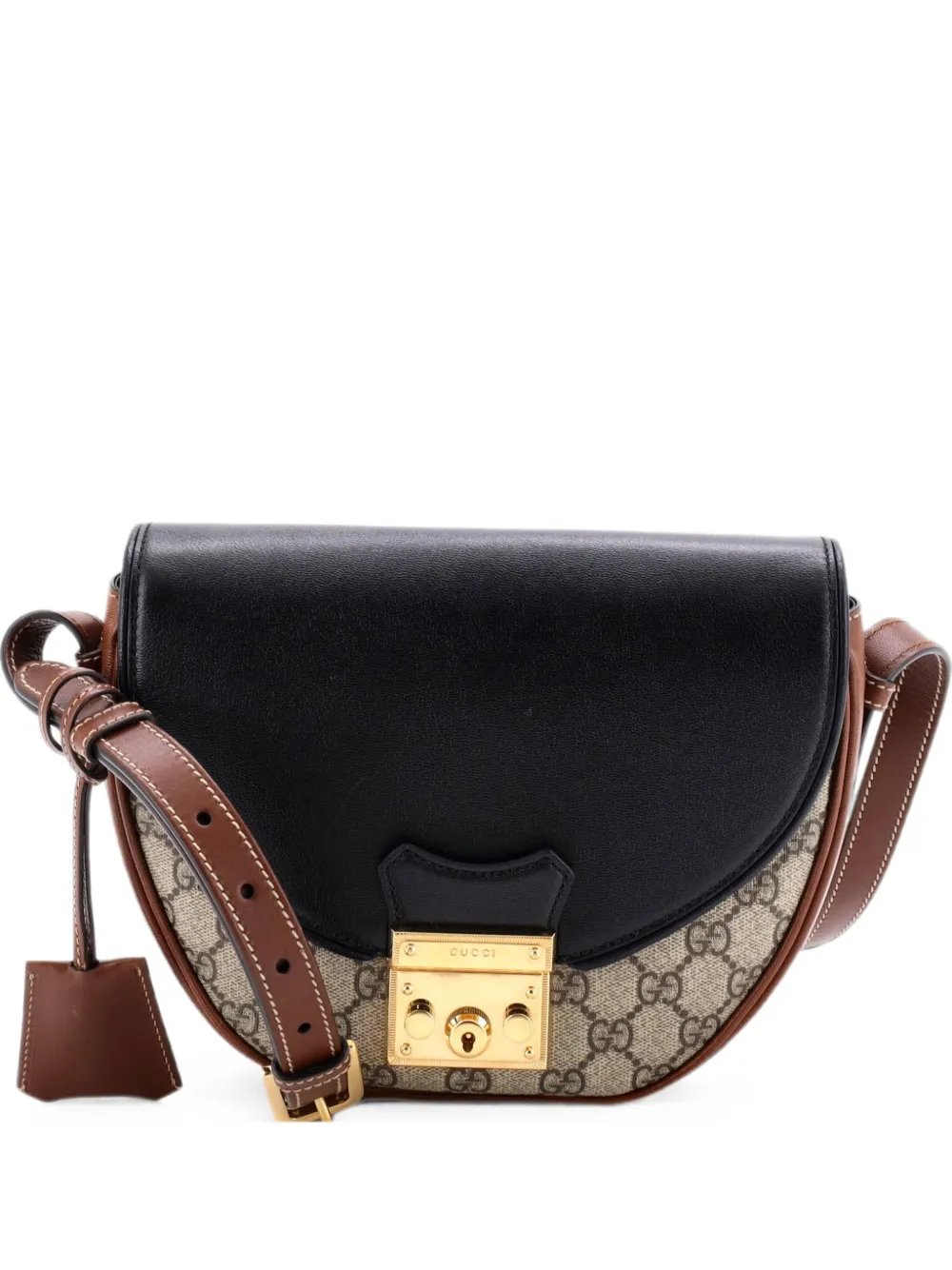 Padlock Saddle Shoulder Bag GG Coated Canvas and Leather Small crossbody bag
