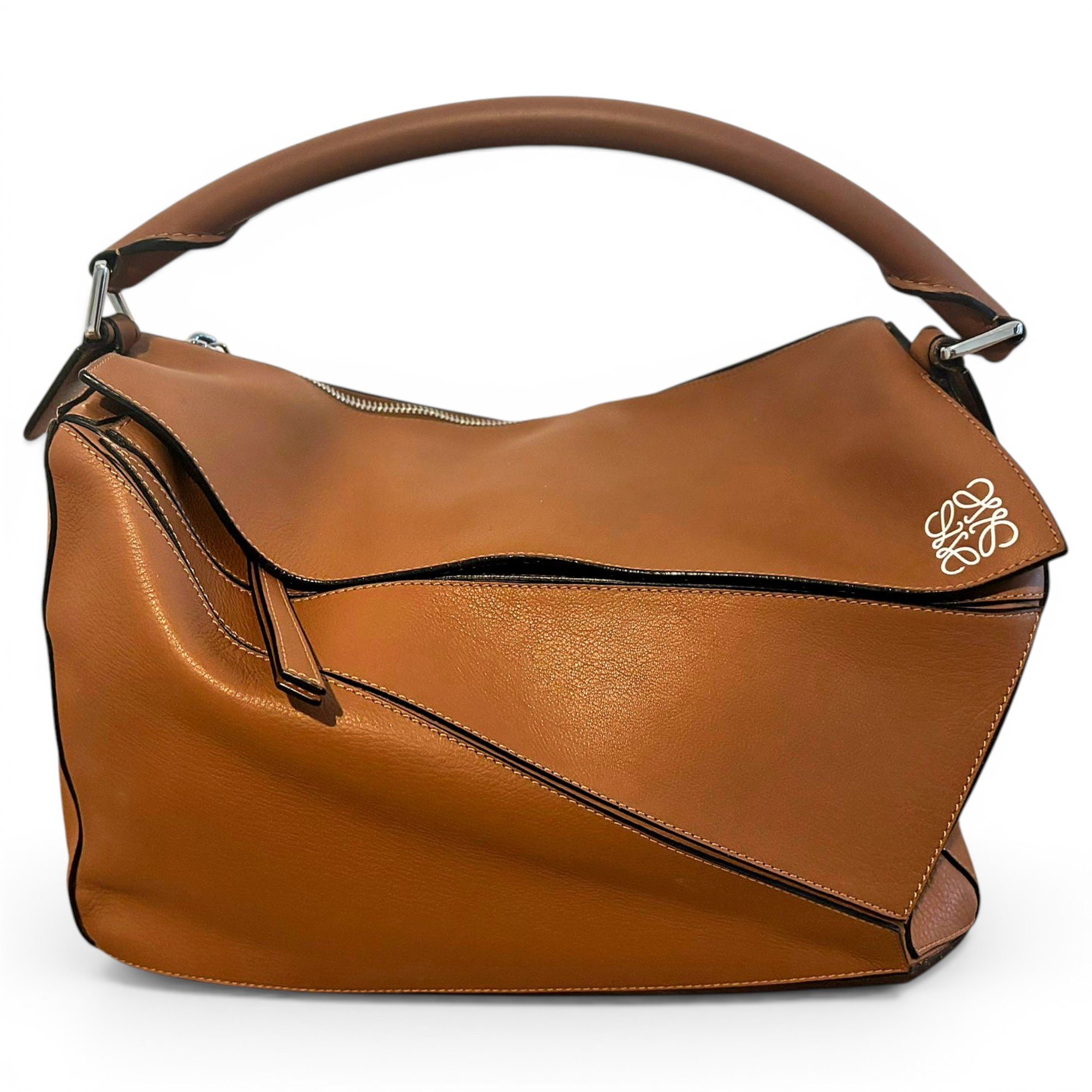 Puzzle leather handbag