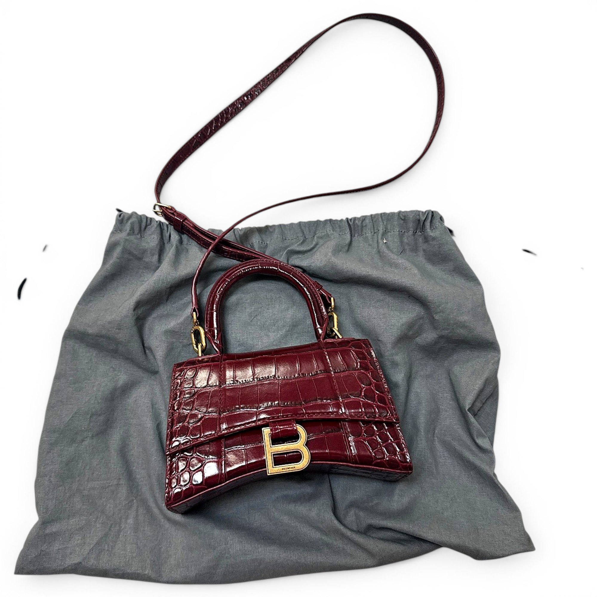Hourglass leather handbag