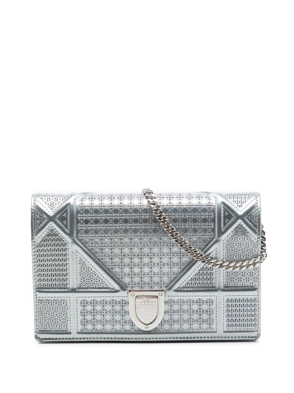 2016 Metallic Patent Microcannage Diorama Wallet on Chain crossbody bag