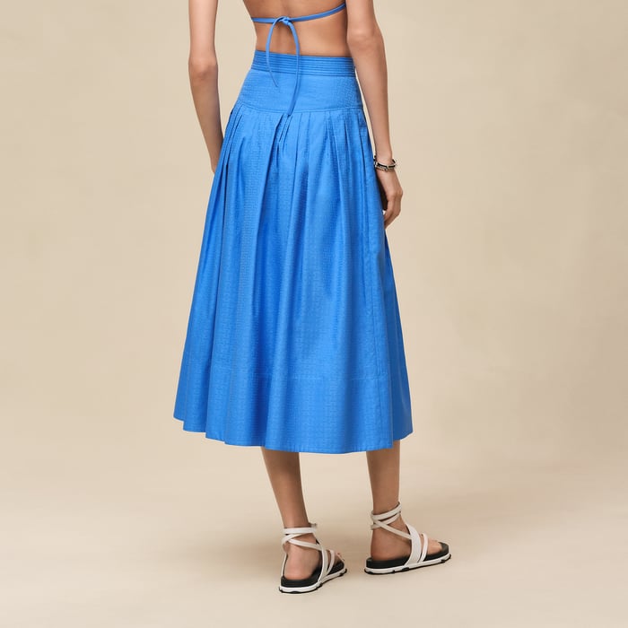 Bleu Cobalt "Mosaique" Pleated Skirt With Basque