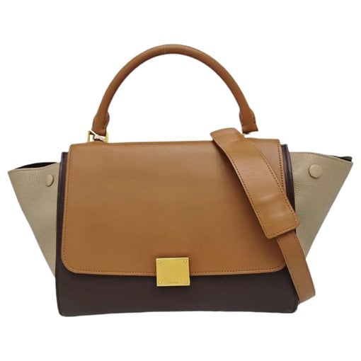 Trapèze leather handbag
