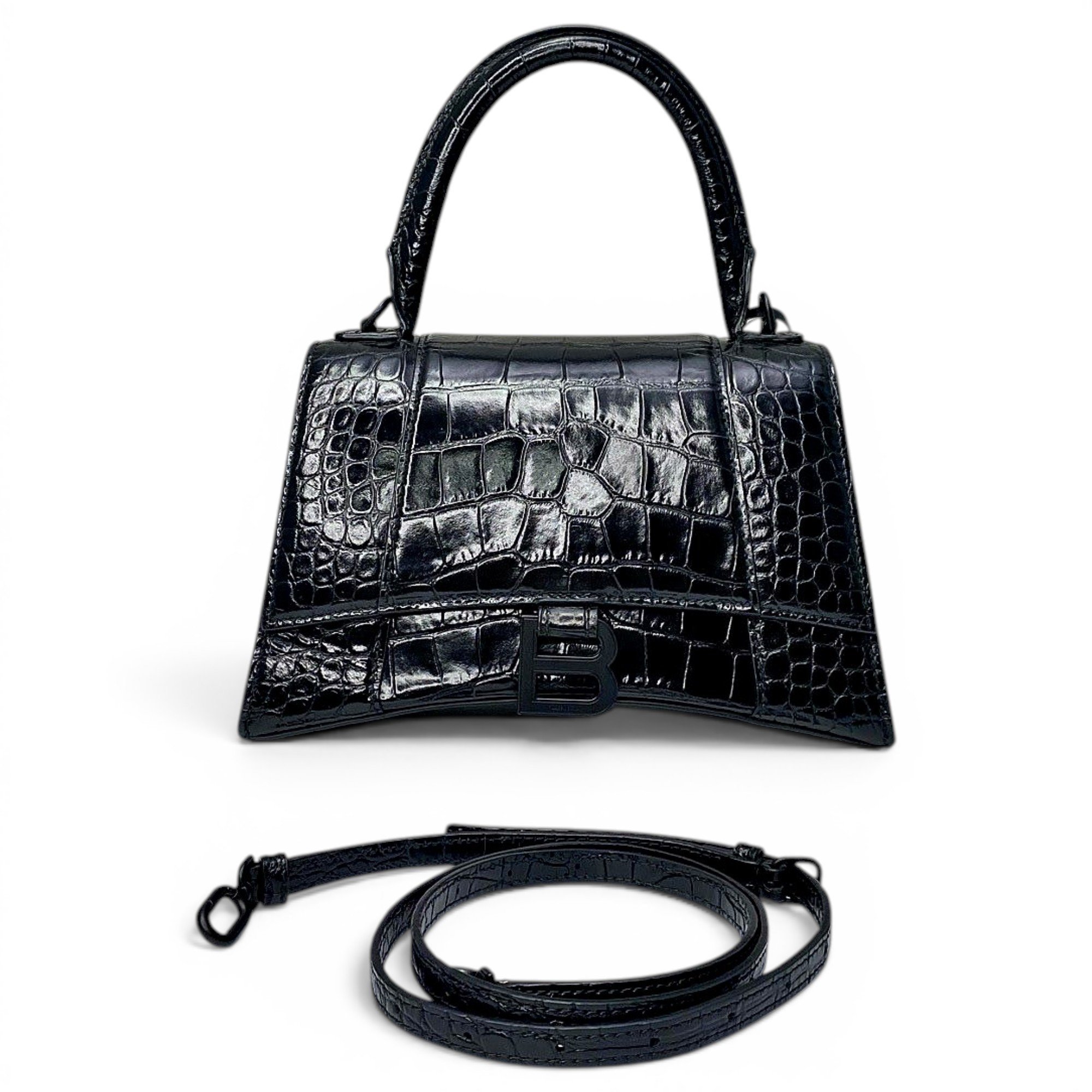 Hourglass leather handbag