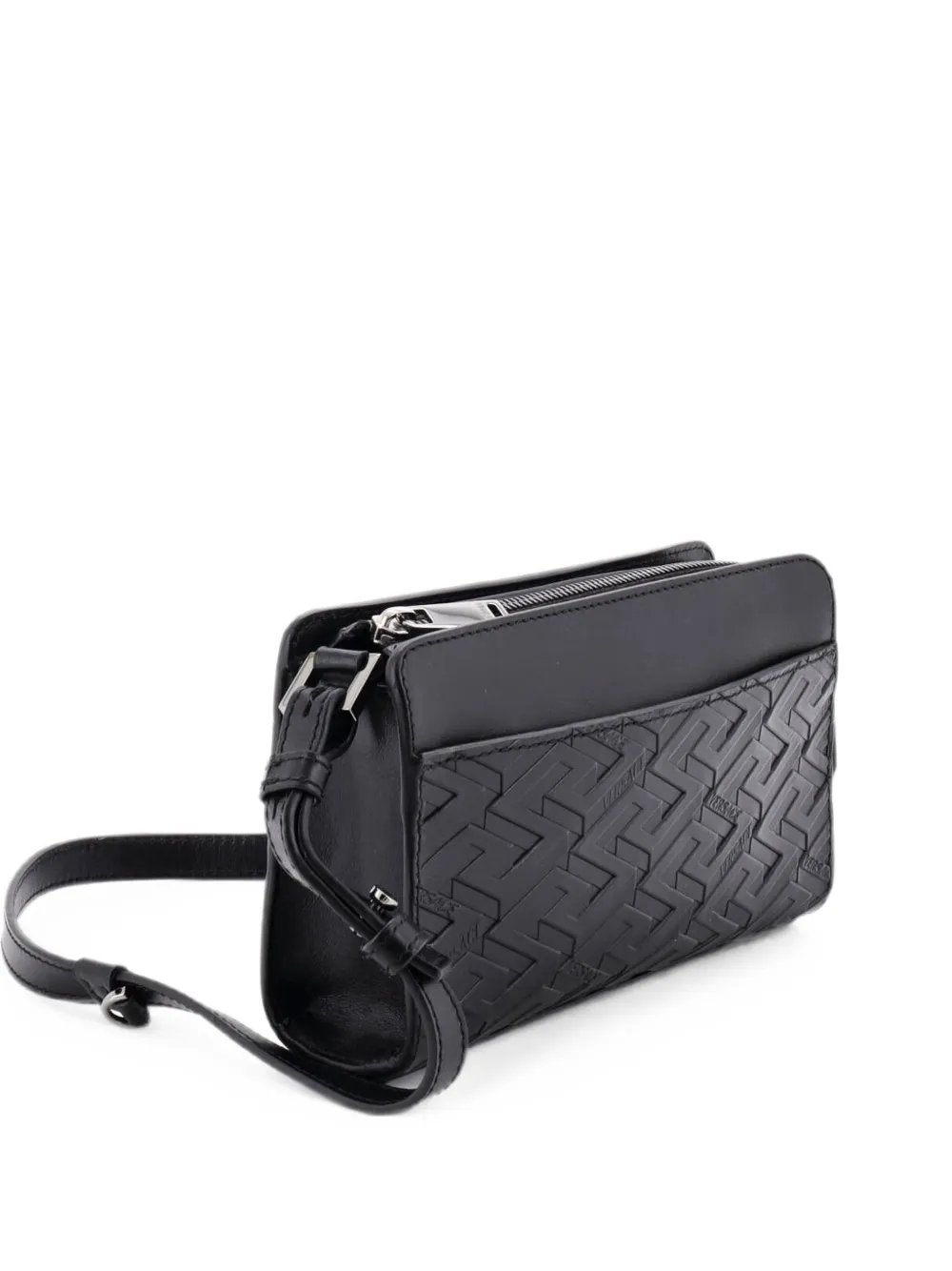 Zip La Greca Embossed Leather Small crossbody bag