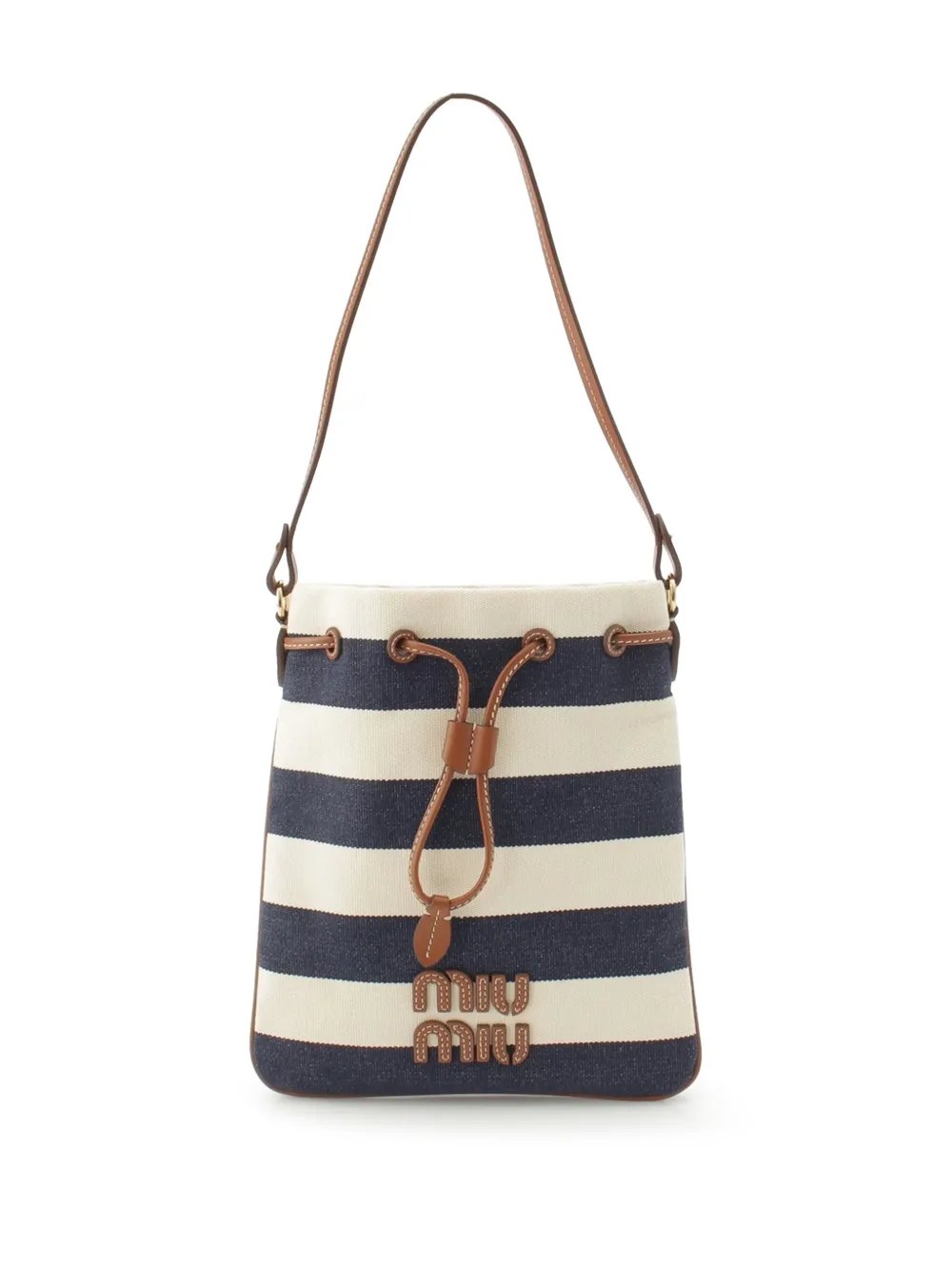 2010-2026 Striped Canvas Logo Drawstring handbag