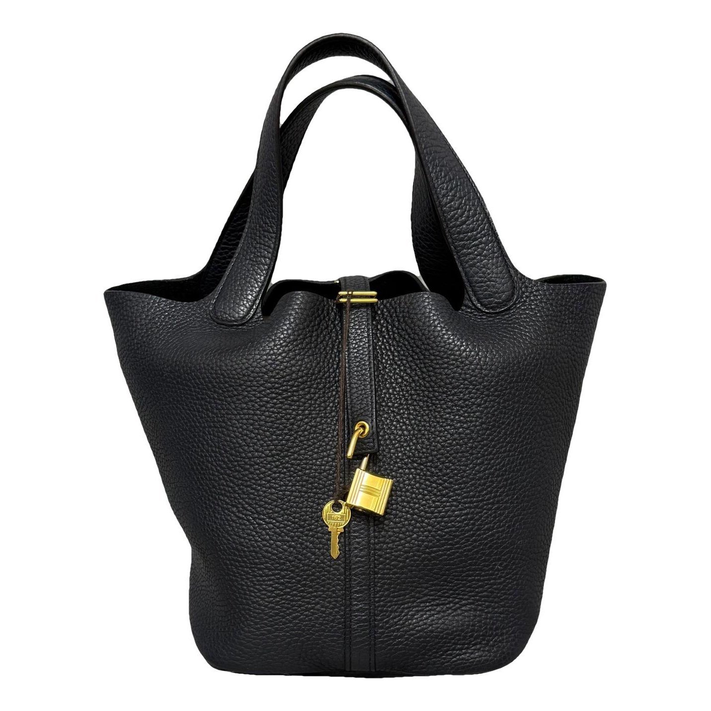 Hermes Picotin 22 Handbag Black Clemence Leather