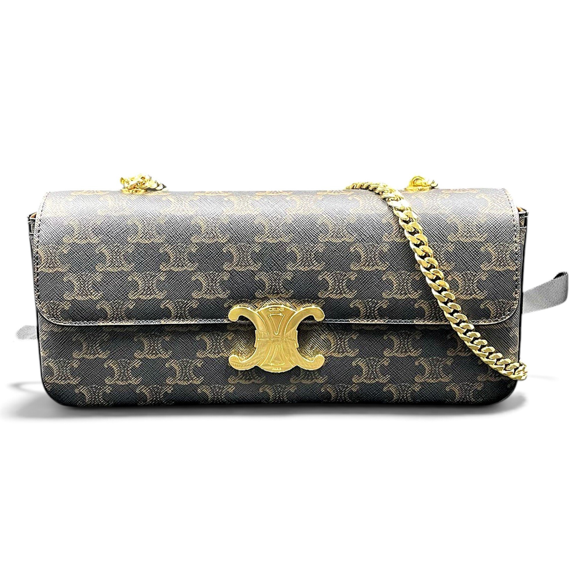 Triomphe chain leather handbag