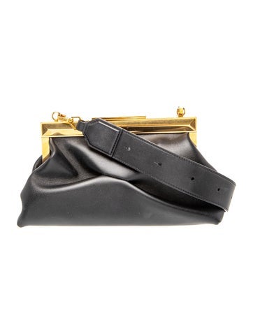 Leather Diamond Frame Clutch Bag