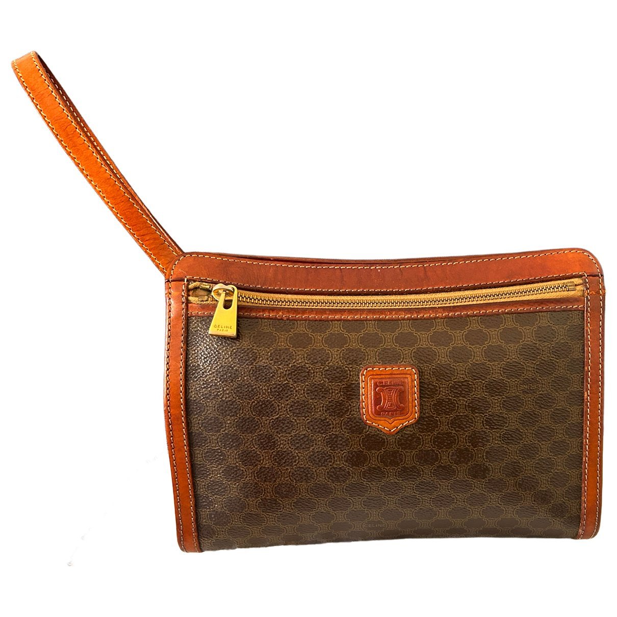 Triomphe Vintage leather clutch bag