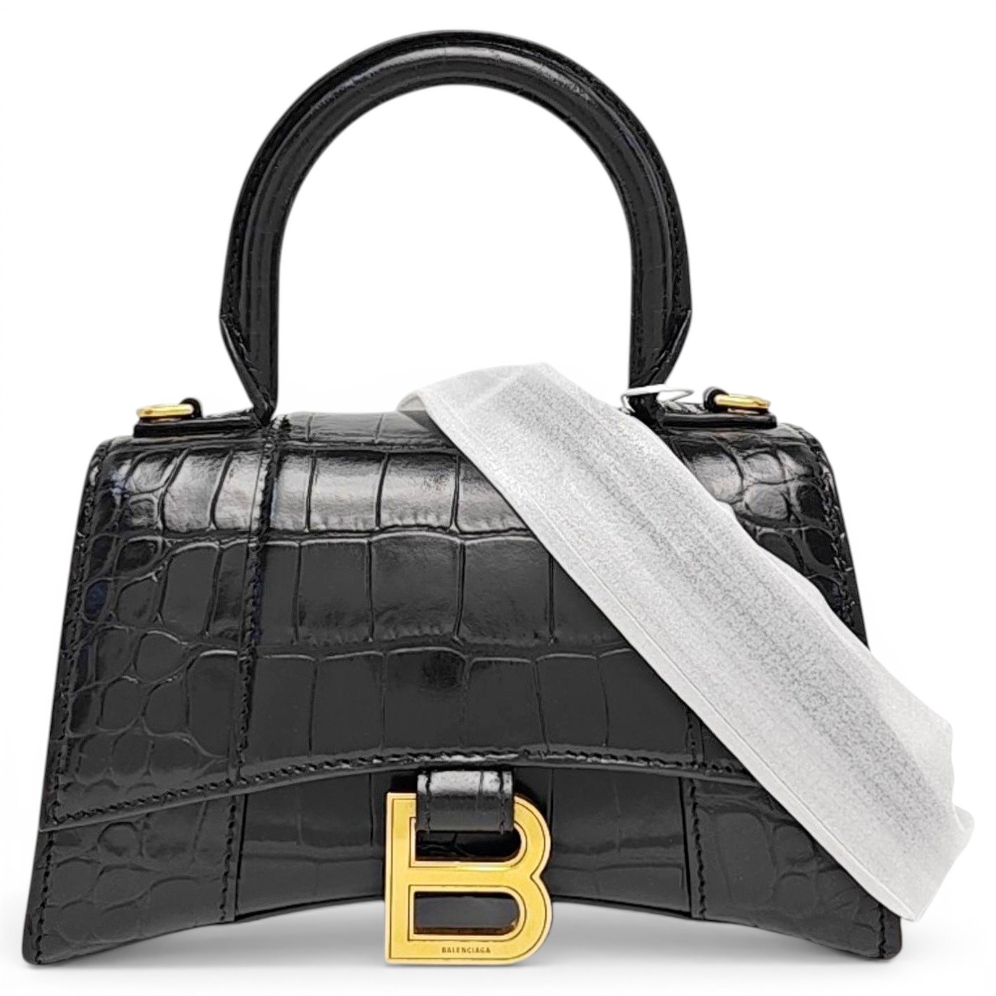 Hourglass leather handbag