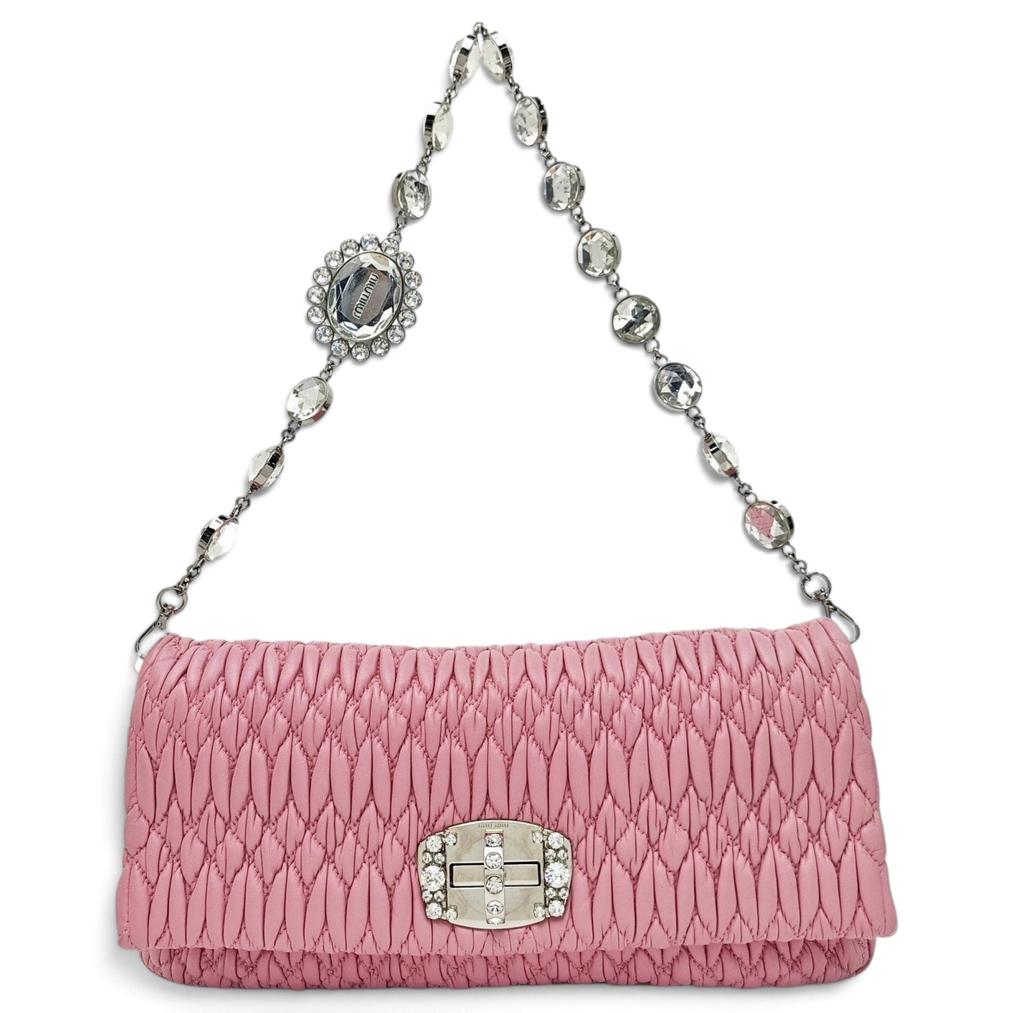 Miu Crystal leather handbag