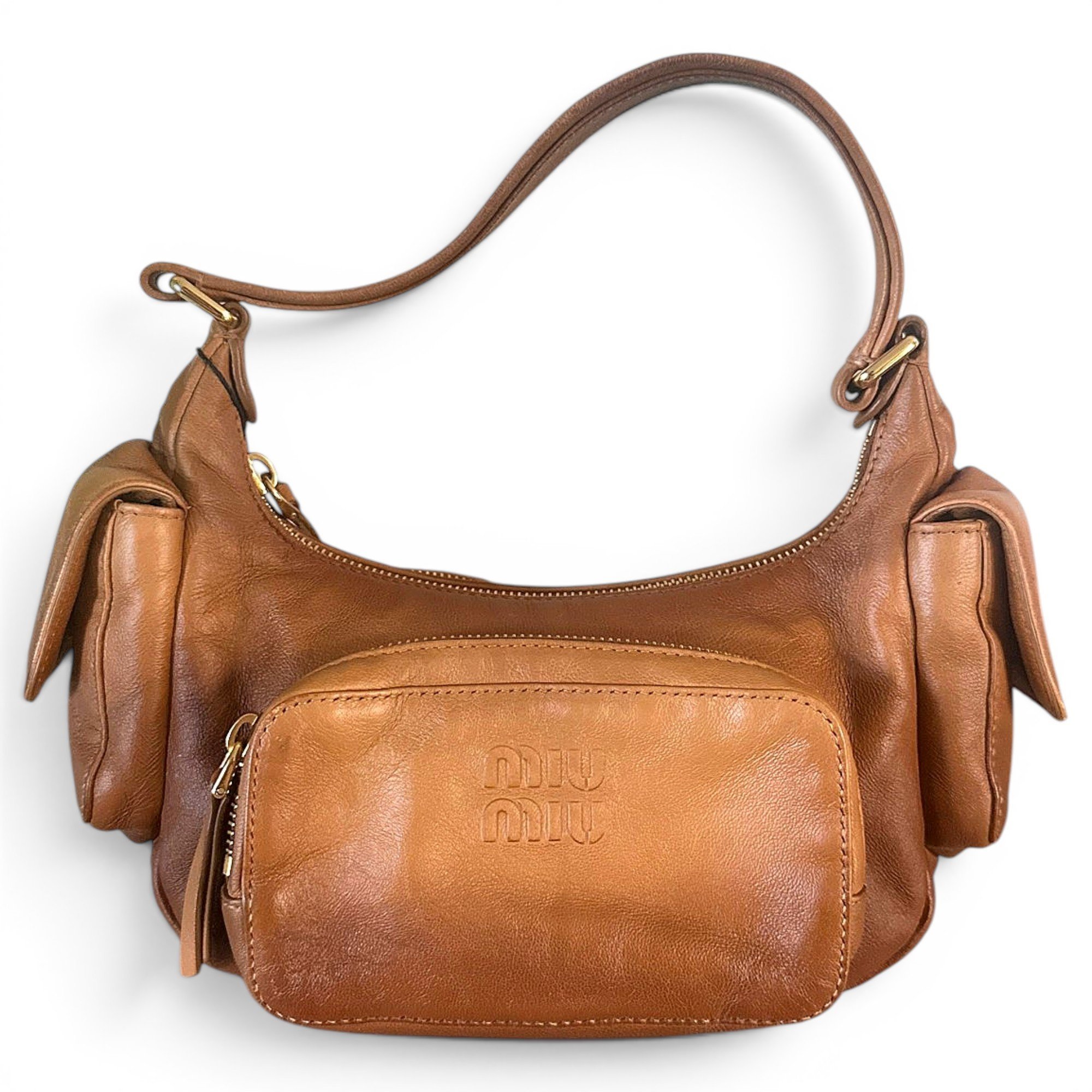 Pocket leather handbag