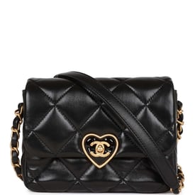 Chanel Chanel Heart Mini Flap Bag Black Lambskin Antique Gold Hardware