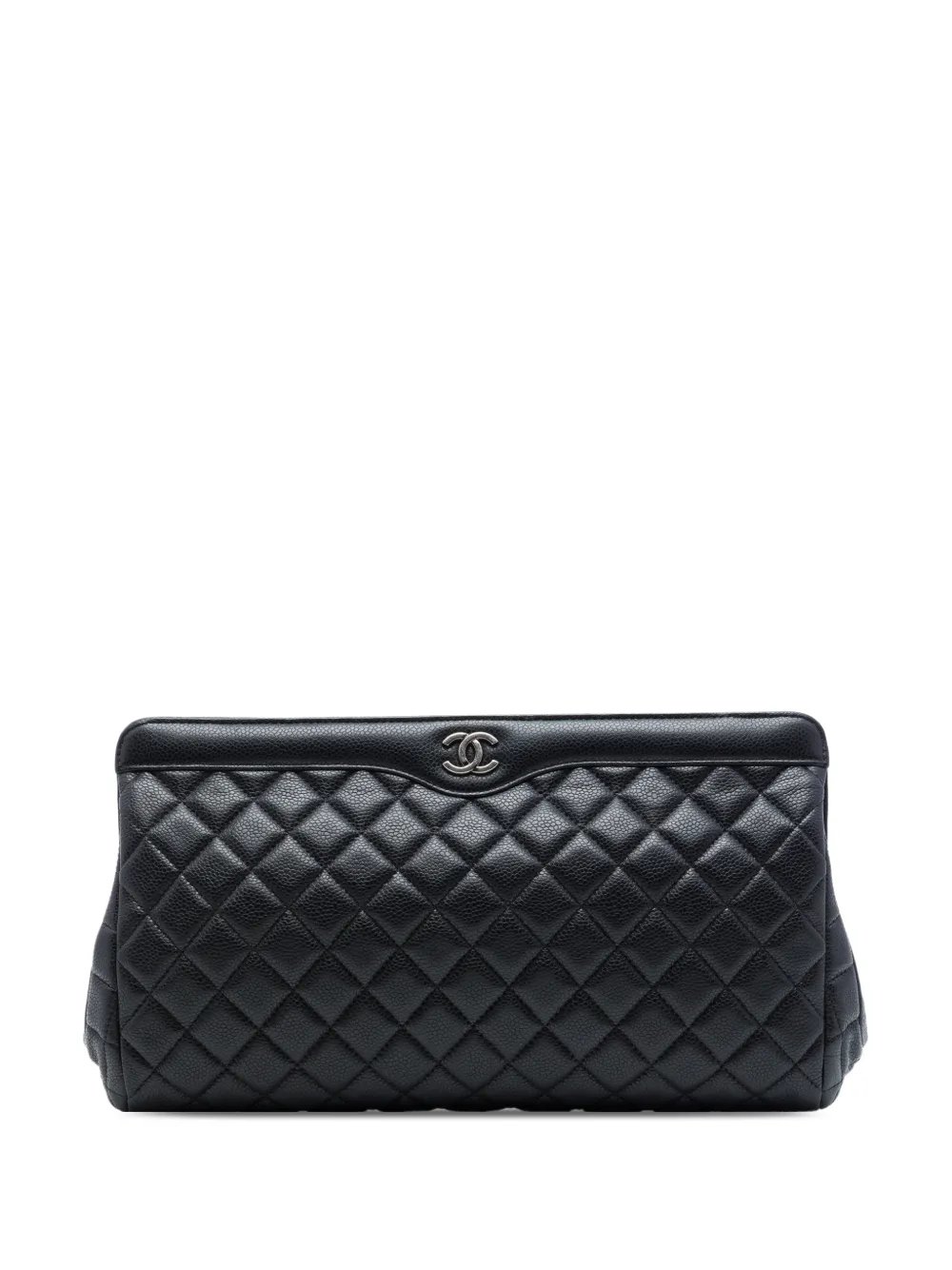2015-2016 Large CC Quilted Caviar Frame clutch bag