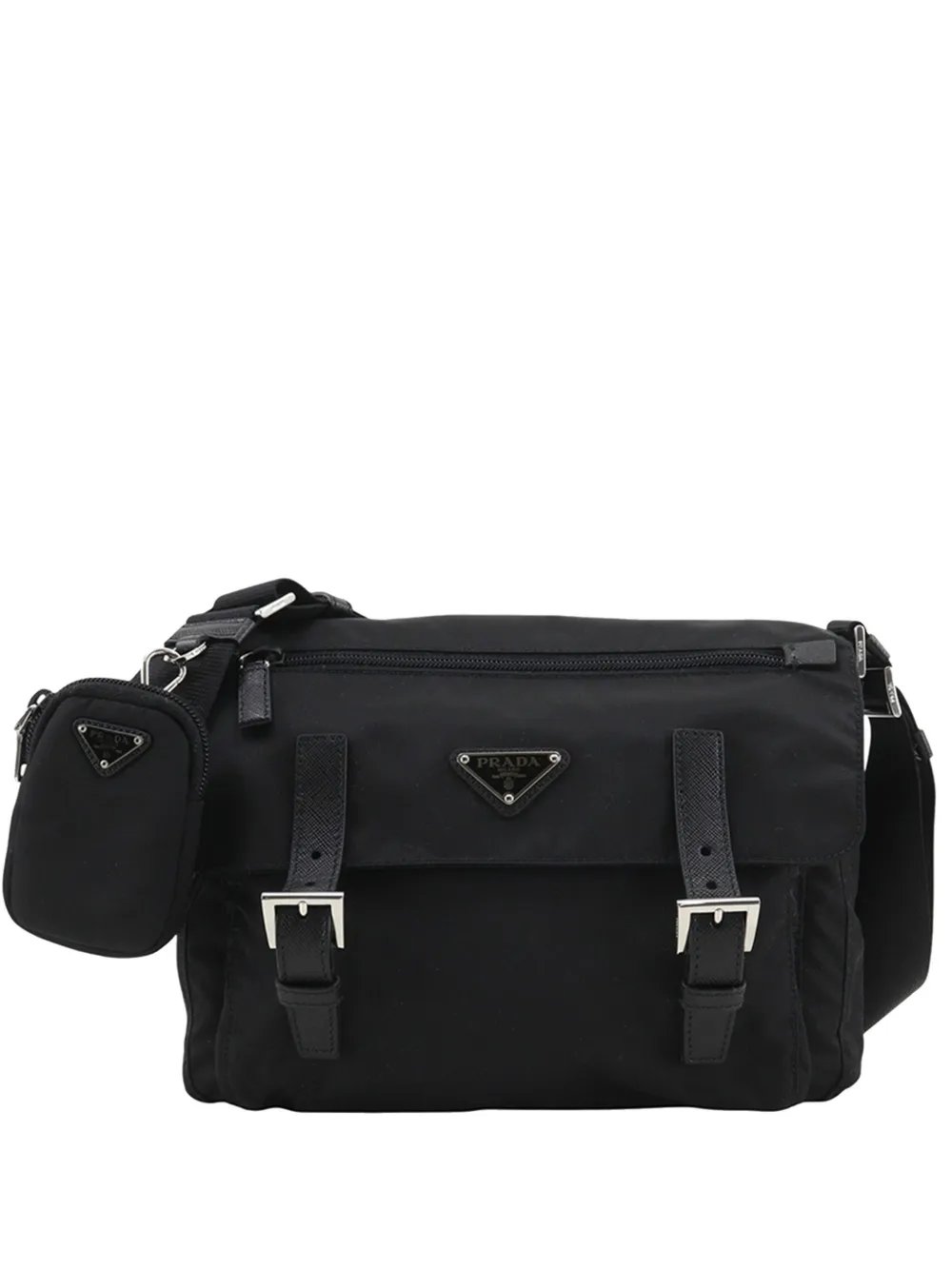 2019-2026 Saffiano Trimmed Re Nylon Zip Double Buckle Messenger Bag crossbody bag