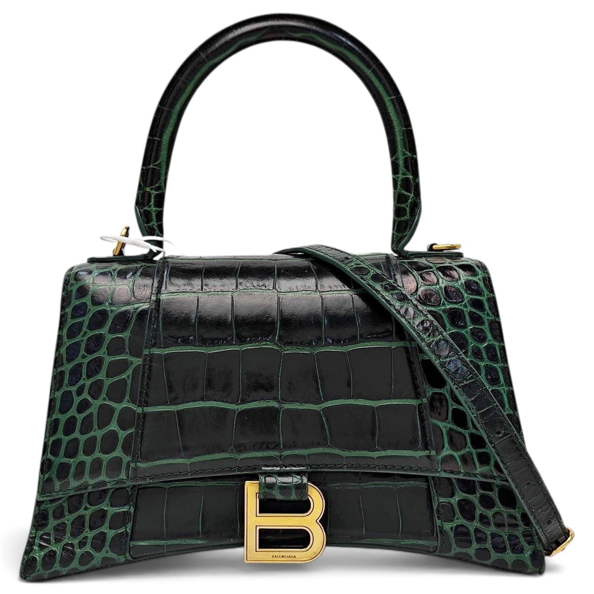 Hourglass leather handbag