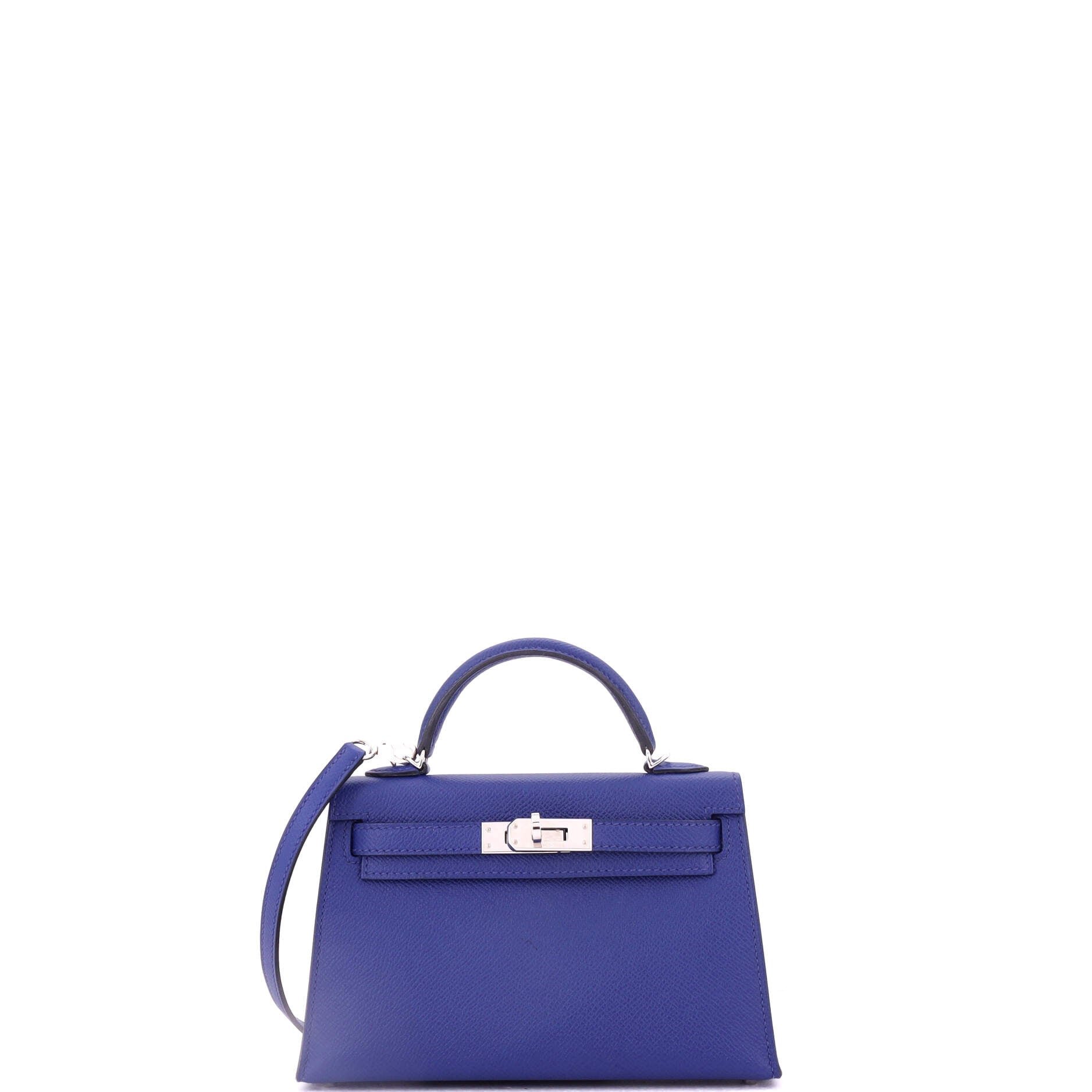 Hermes Kelly Mini II Bag Bleu Electrique Epsom with Palladium Hardware 20