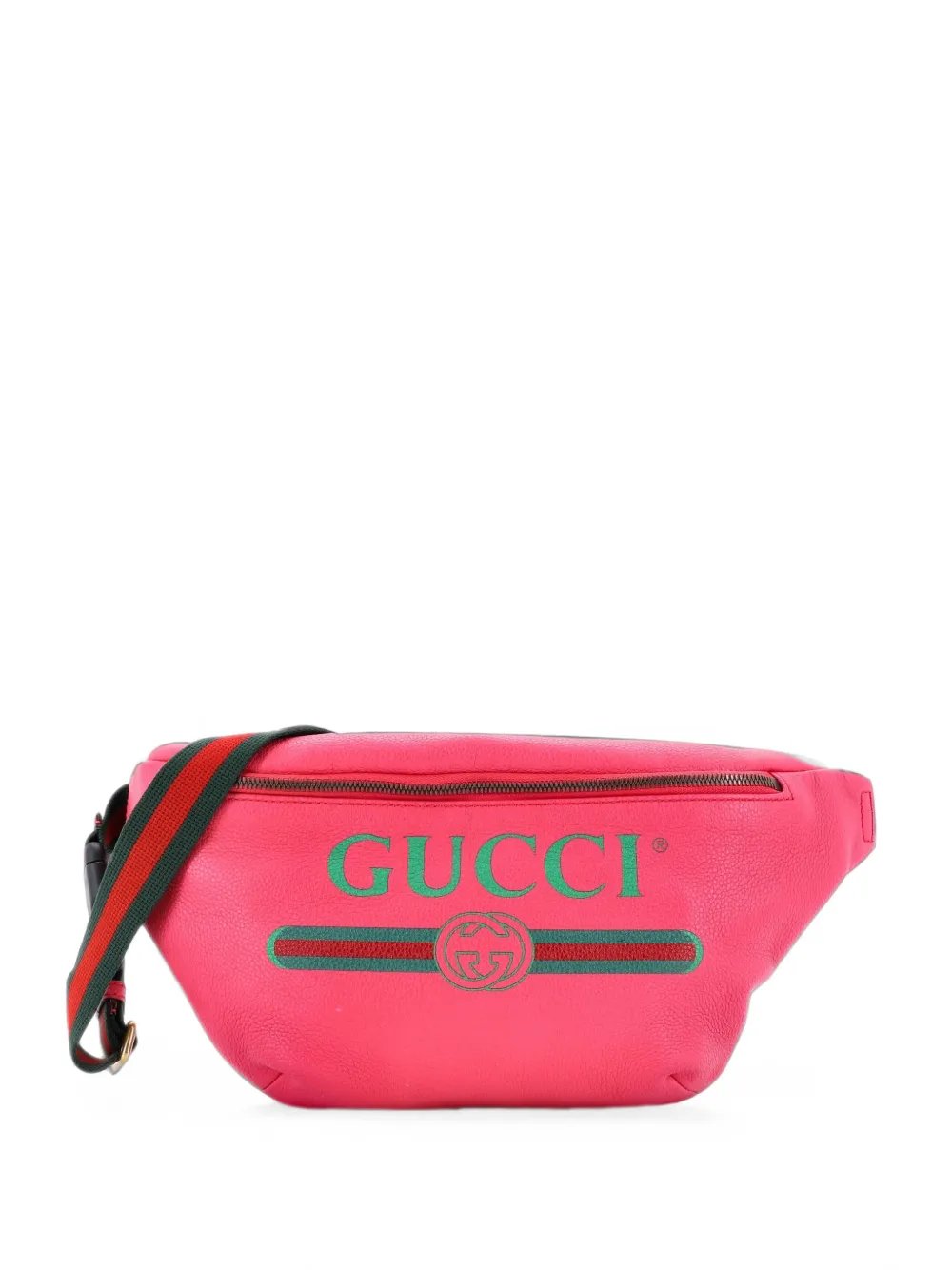 Logo Printed Leather Medium belt bag