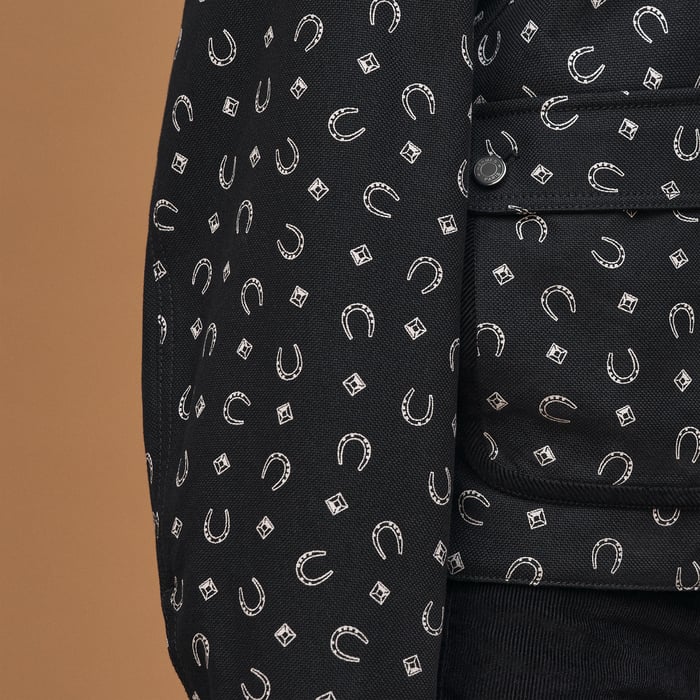 Noir "Porte-bonheur Bandana" Mixed Materials Jacket