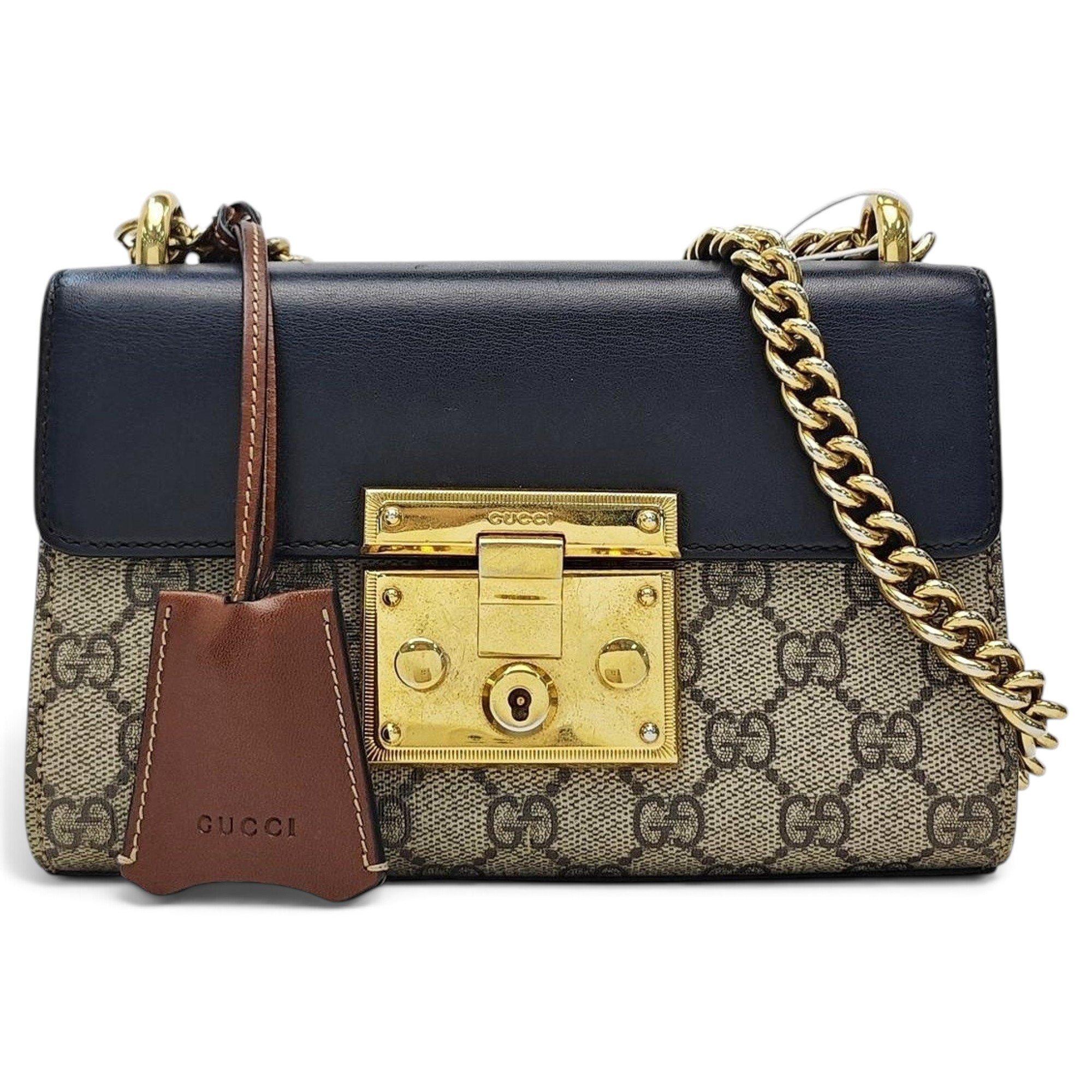 Padlock leather handbag