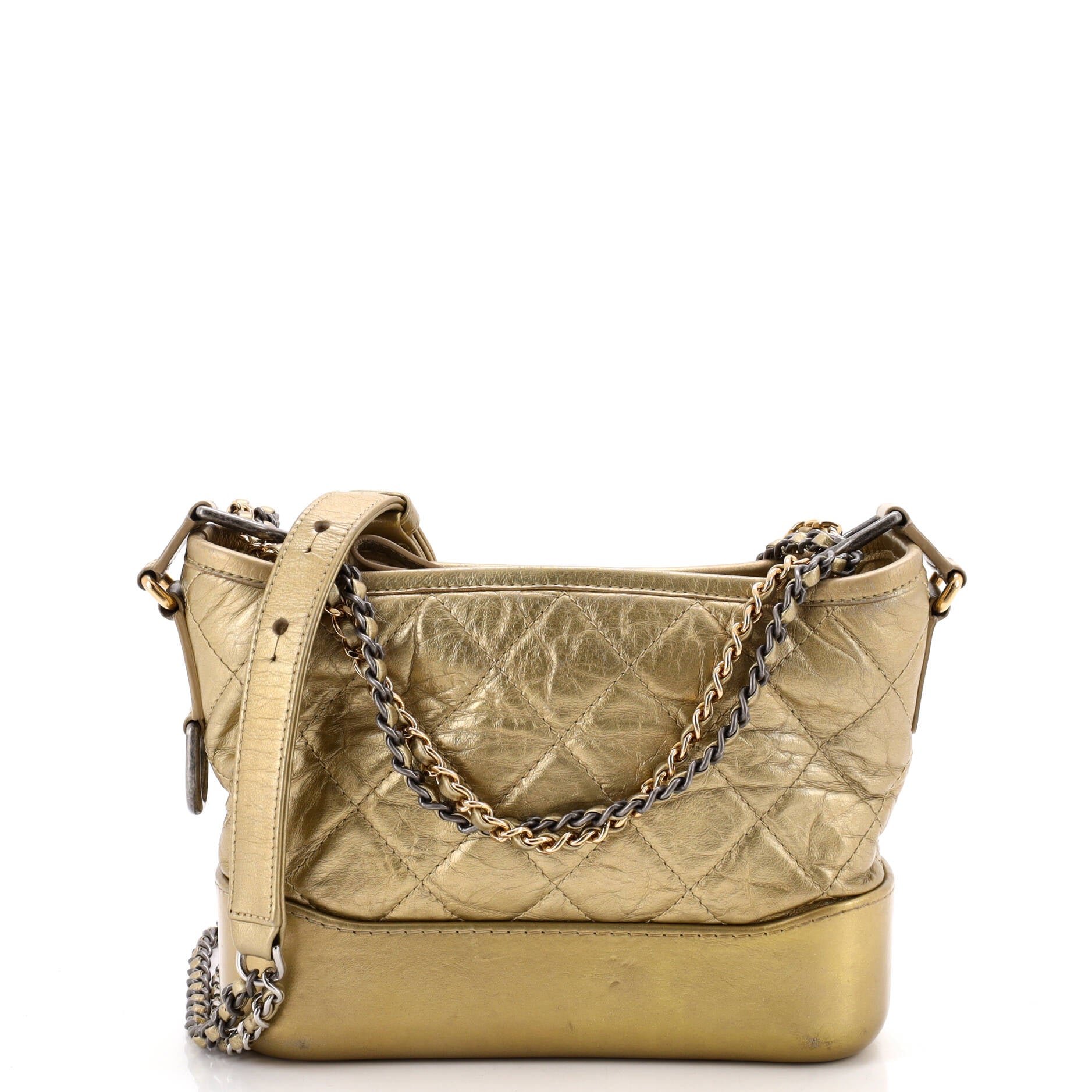Gabrielle Hobo Quilted Metallic Aged Calfskin Small