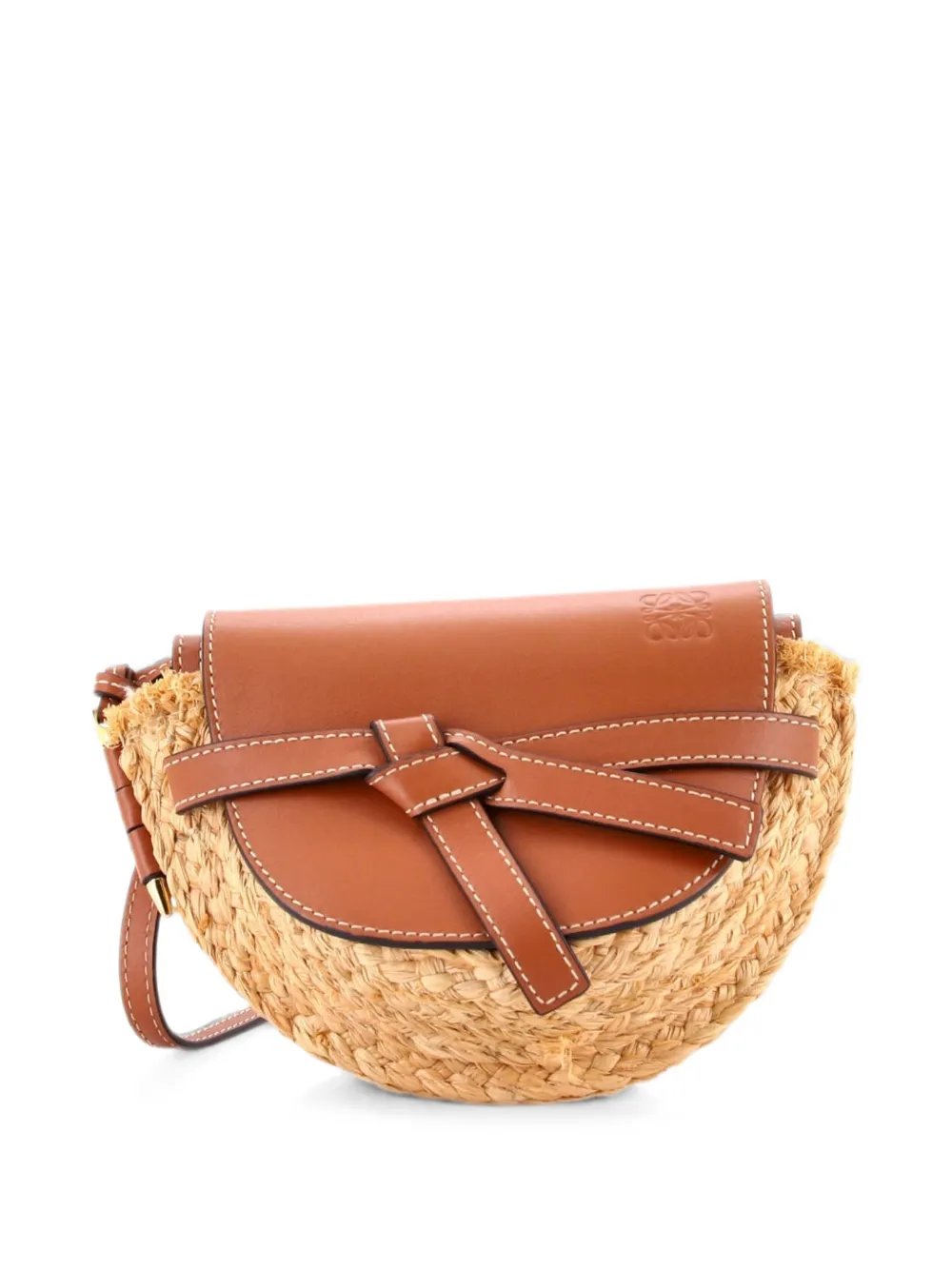 Gate Leather Shoulder Leather with Raffia Mini crossbody bag