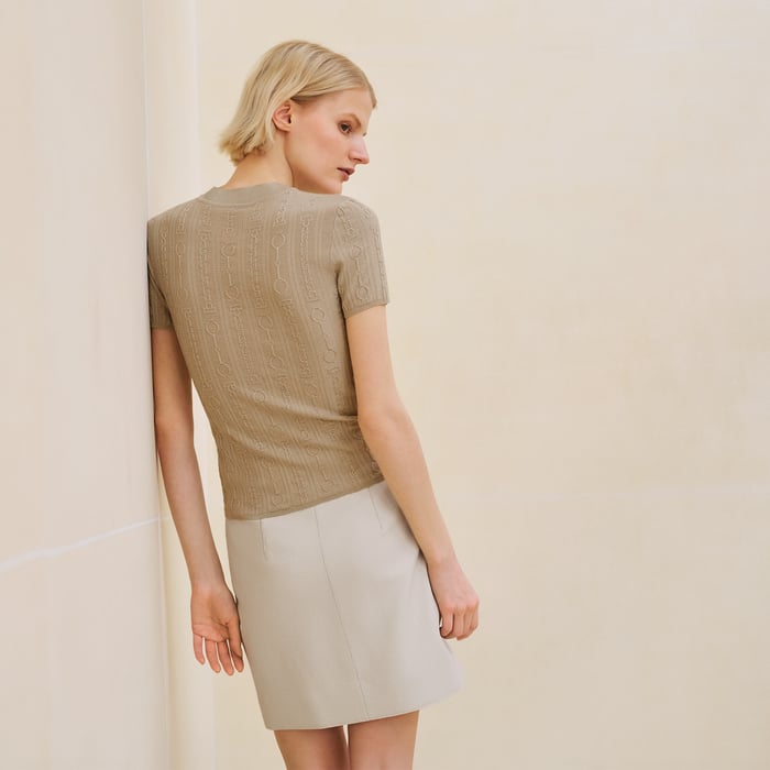 Beige Glaise "Effet Kaleidoscope" Short-sleeve Sweater