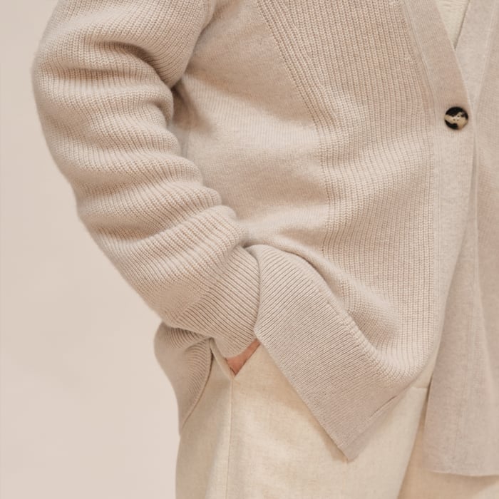Beige Naturel Long Cardigan