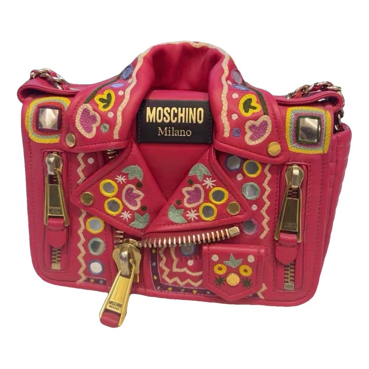 Biker leather crossbody bag