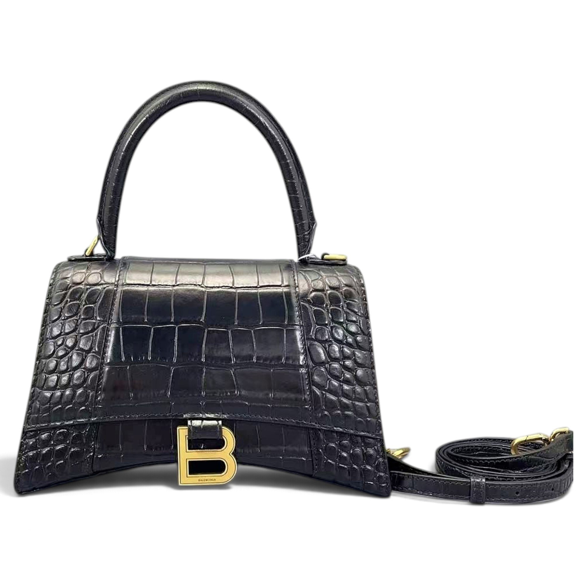 Hourglass leather handbag