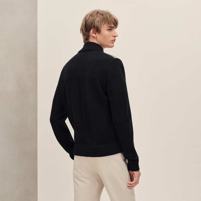 Noir "Devant Cuir" Buttoned Jacket