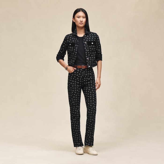 Noir "Porte-bonheur Bandana" Straight Leg Pants