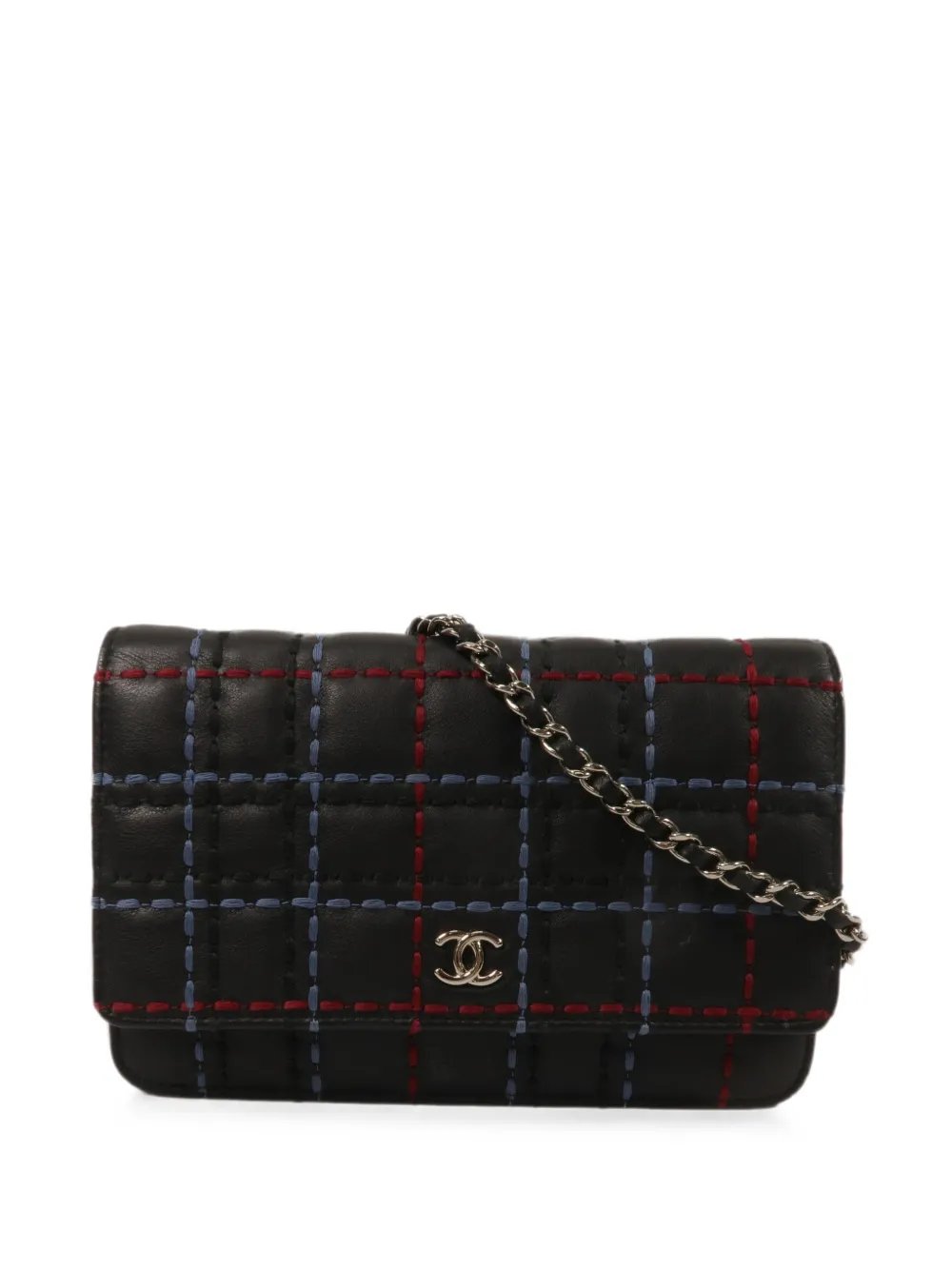 CC stitched check chain shoulder bag