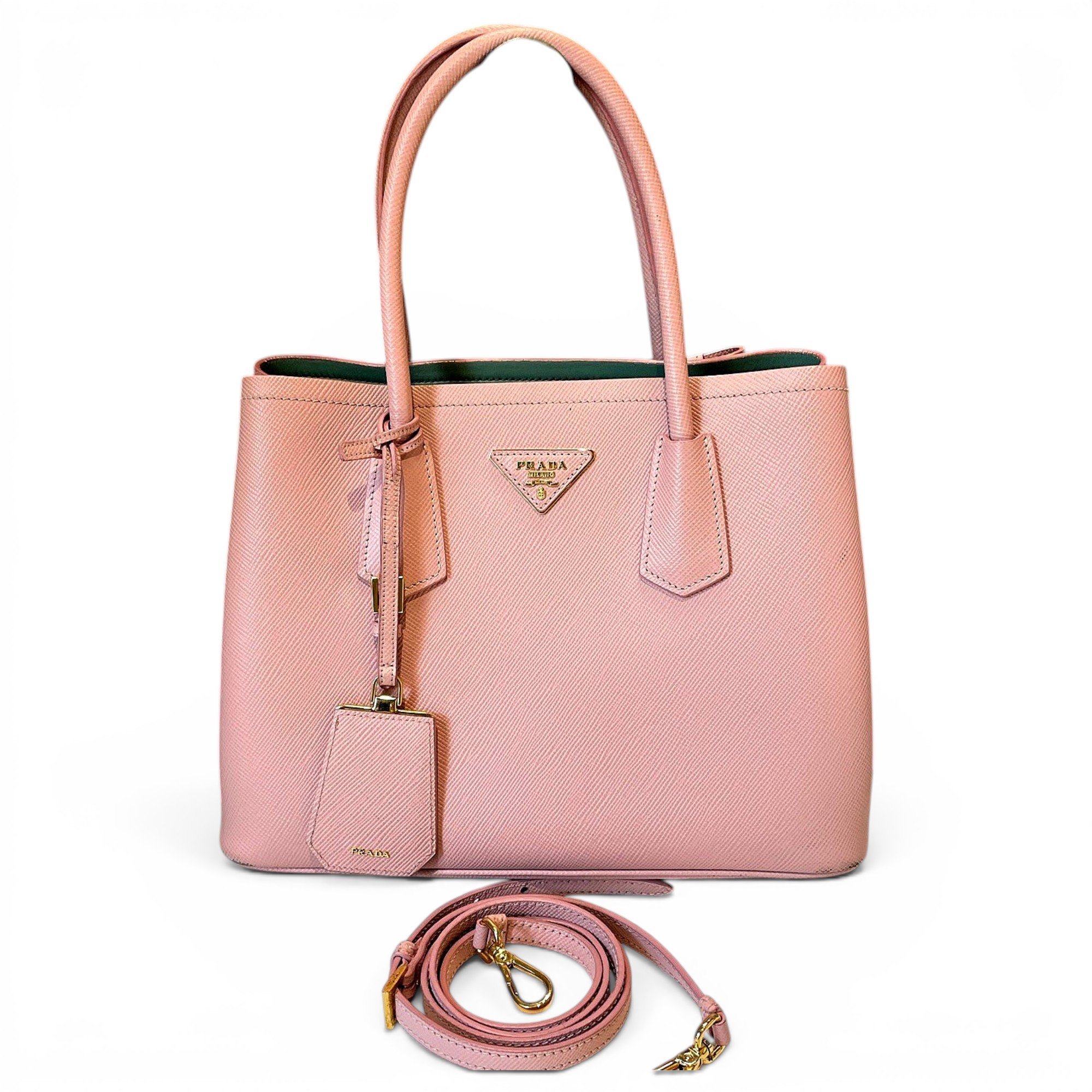 Double leather handbag