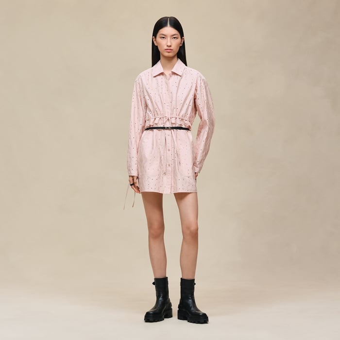 Rose Palomino Embroidered Drawstring Dress