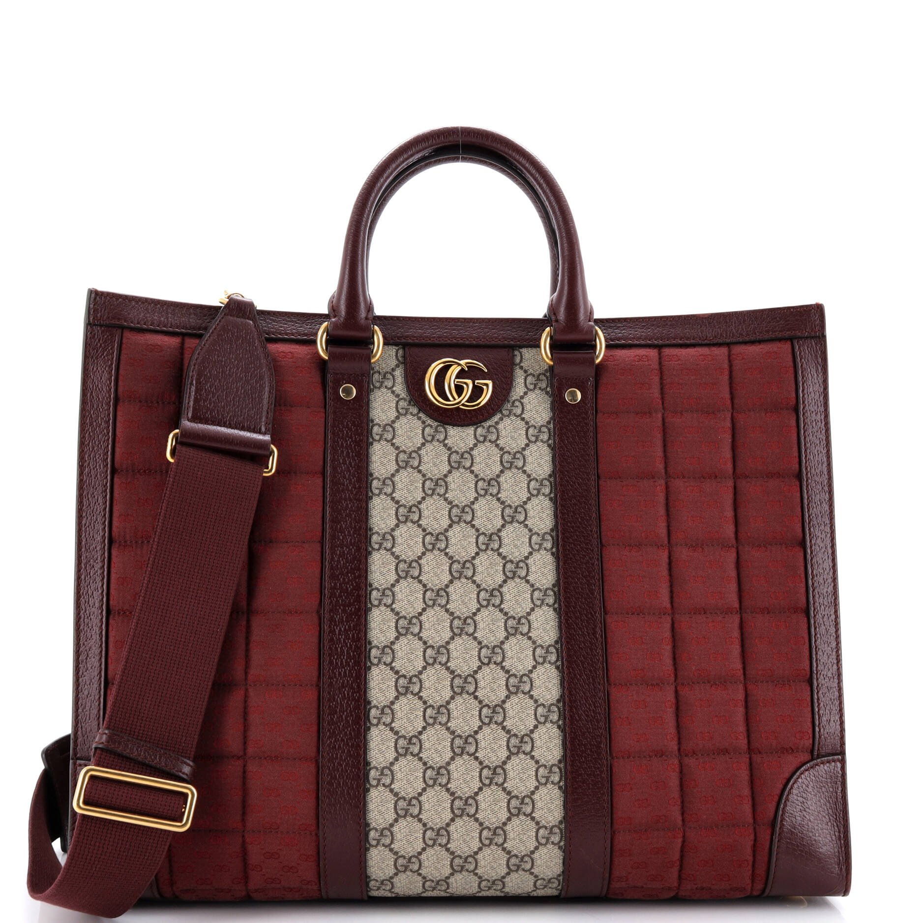 Gucci Ophidia Convertible Open Tote GG Coated Canvas and Quilted Microguccissima Canvas with Leather Large