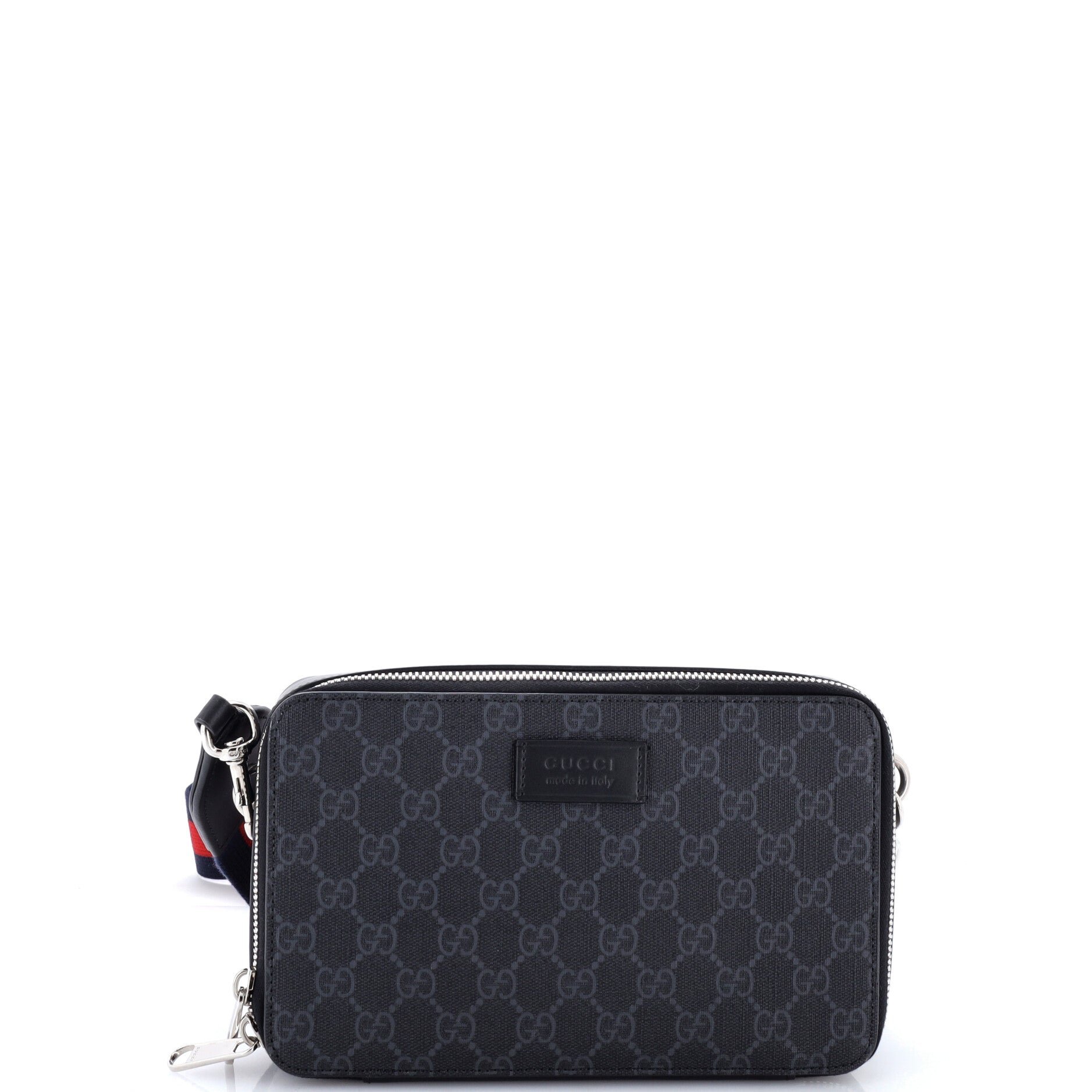 Web Strap Zip Around Camera Crossbody Bag GG Coated Canvas