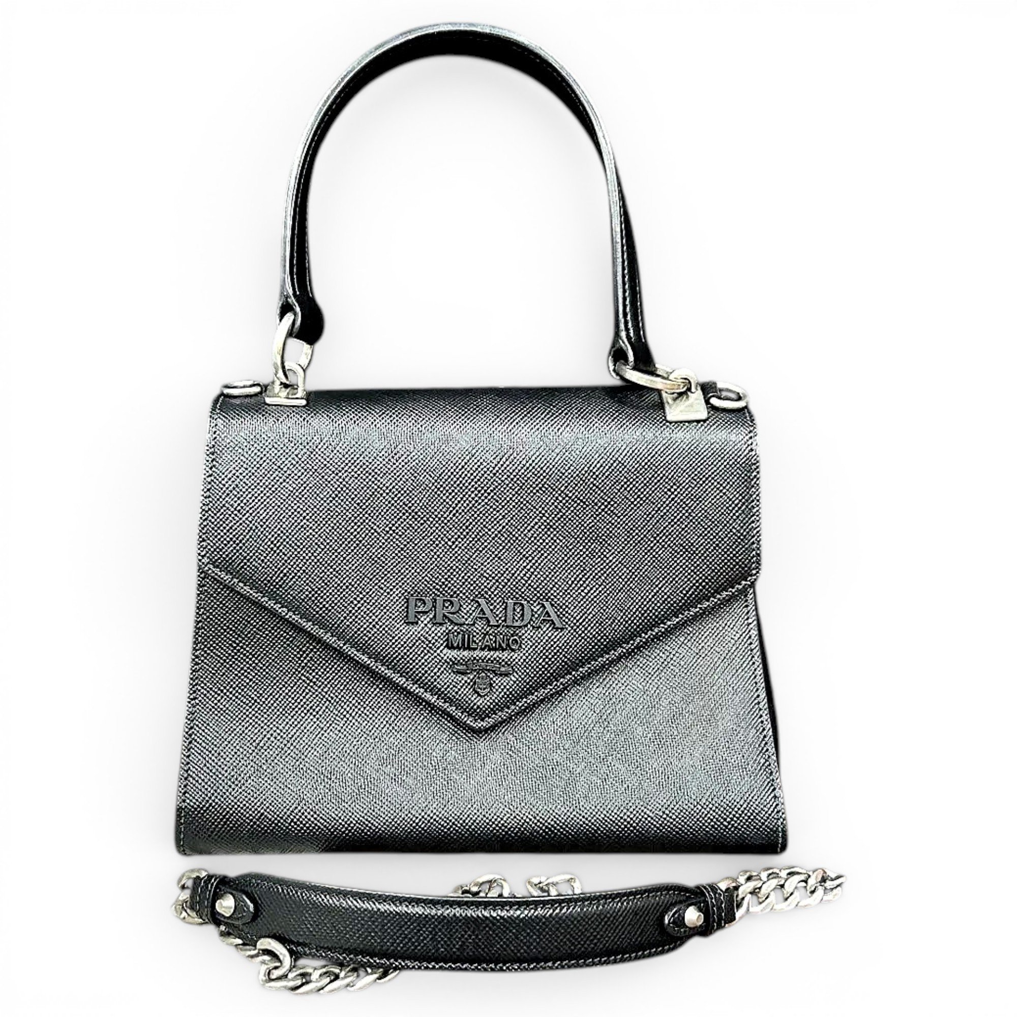 Monochrome leather crossbody bag